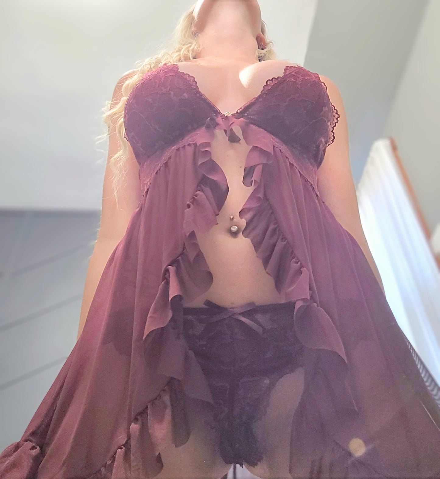 Open Front Babydoll Thong Set