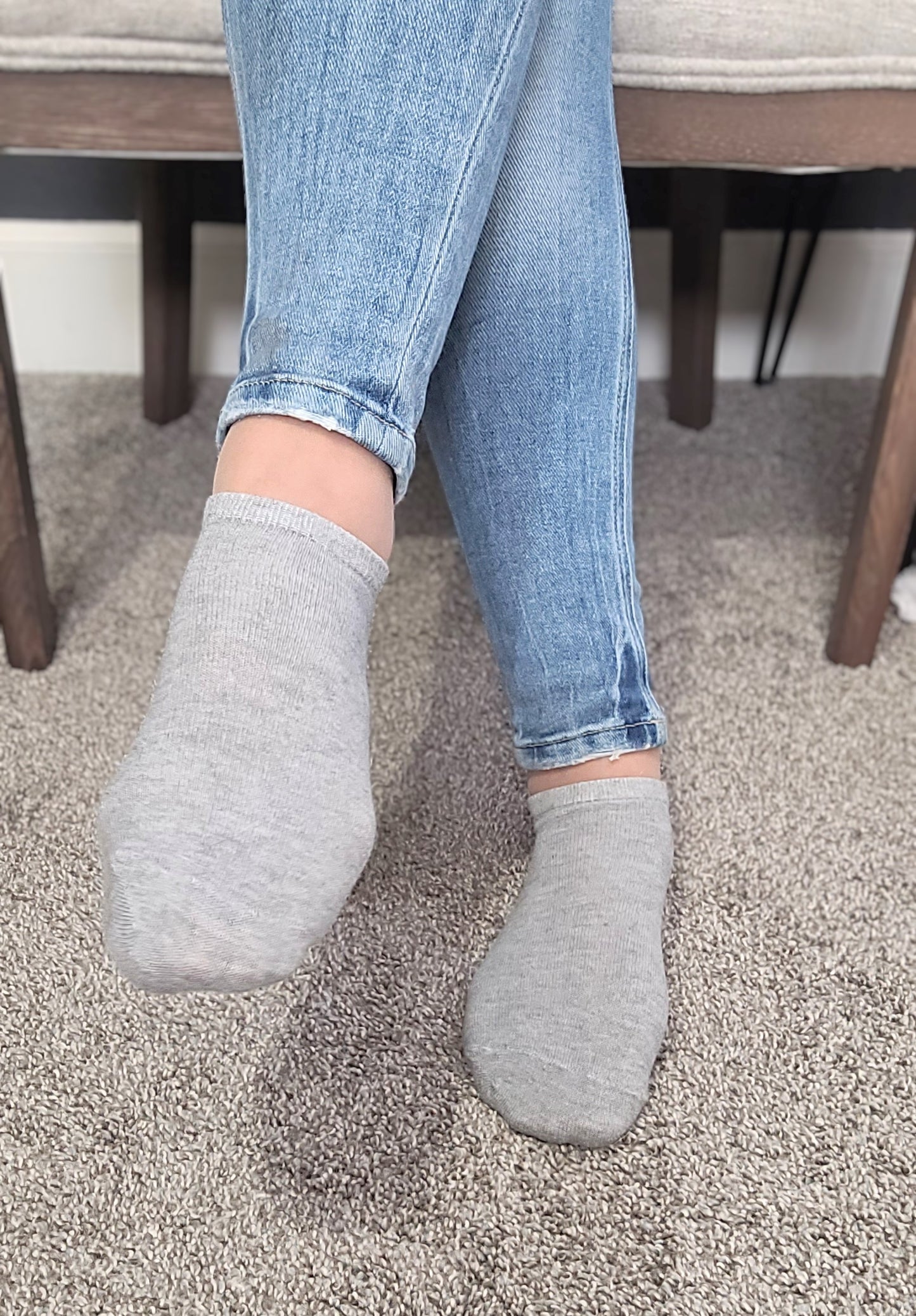 Worn Light Gray Ankle Socks