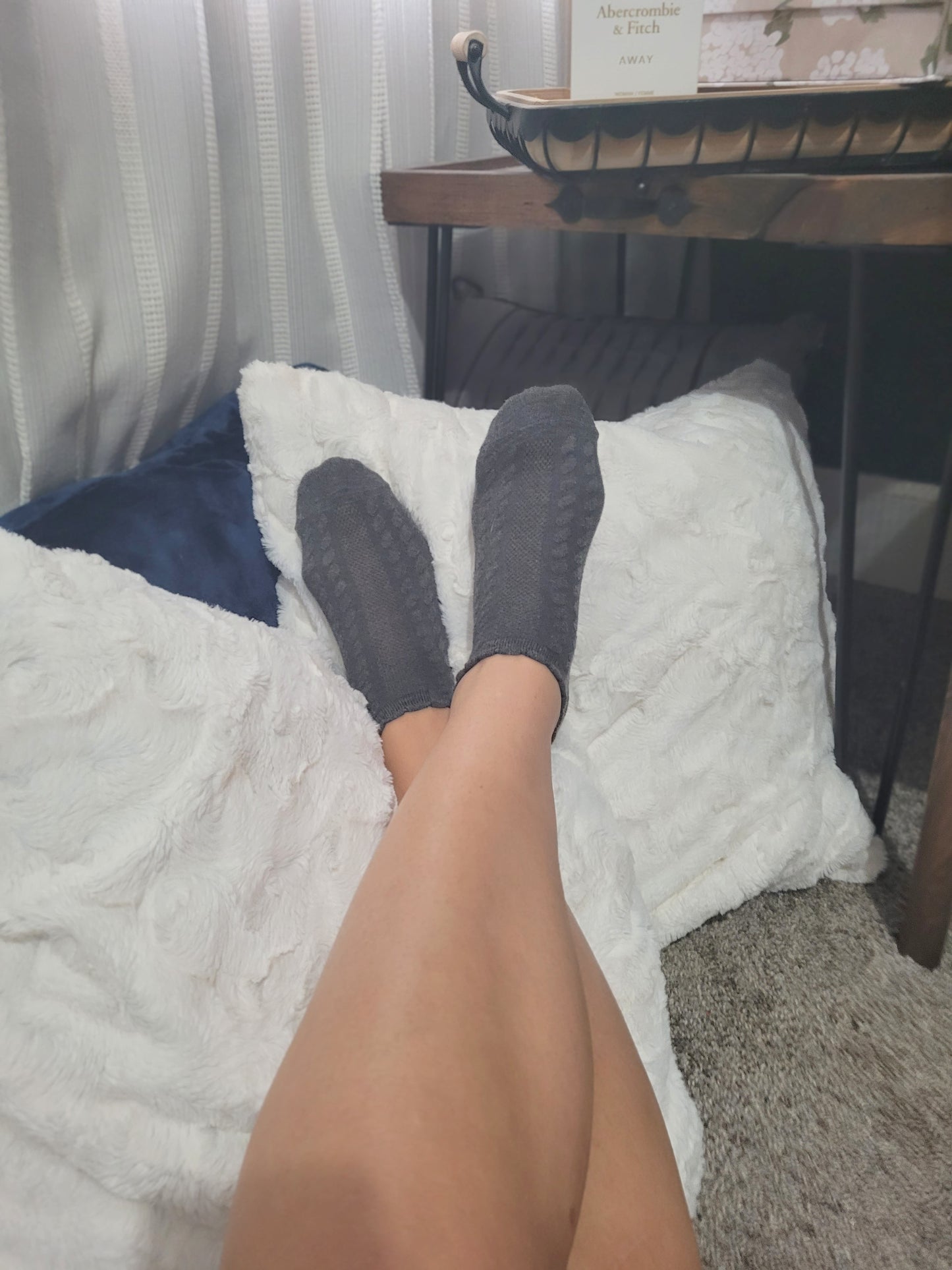 Worn Gray Ankle Socks