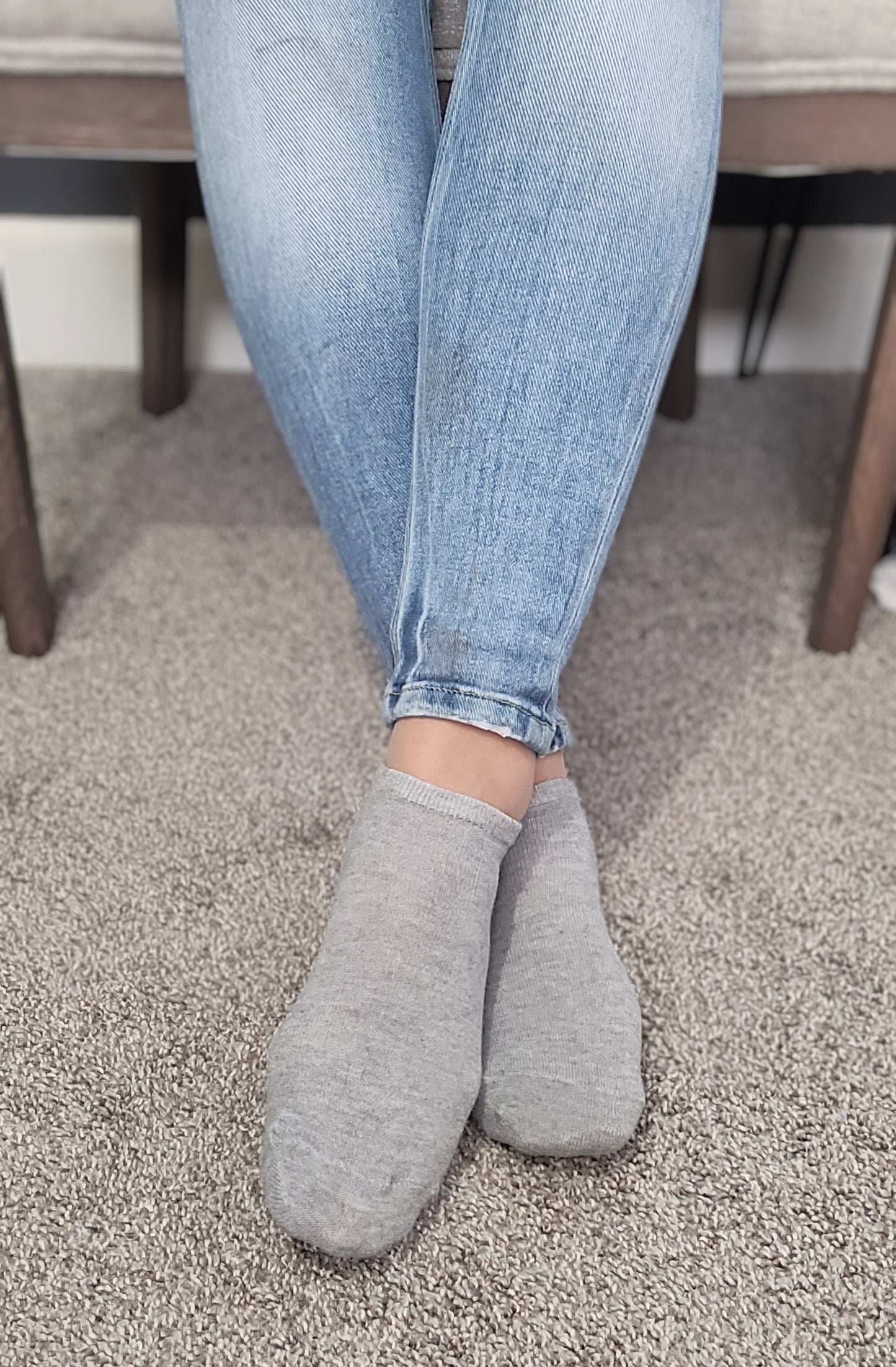 Worn Light Gray Ankle Socks